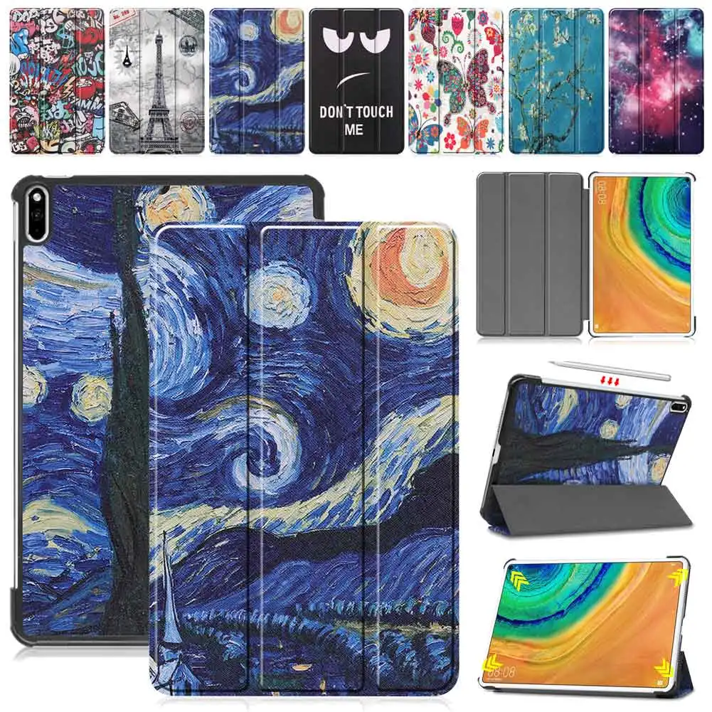 

For Huawei MatePad Pro 10.8 inch Model MRX-W09 MRX-AL09 PU Leather Case For MatePad Pro 10.8 Tablet Cover Printed Magnetic Shell