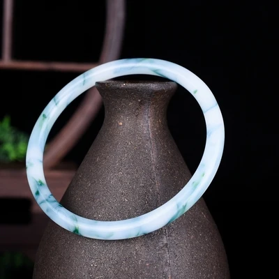 

Zheru Jewelry Natural Golden Silk Jade Light Blue Flower 54-64mm Bracelet Elegant Princess Jewelry Best Gift for Mother and Girl