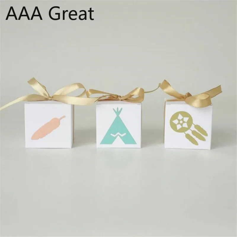 100 шт./лот крафт бумага коробка конфет Креативный узор квадратные свадебные