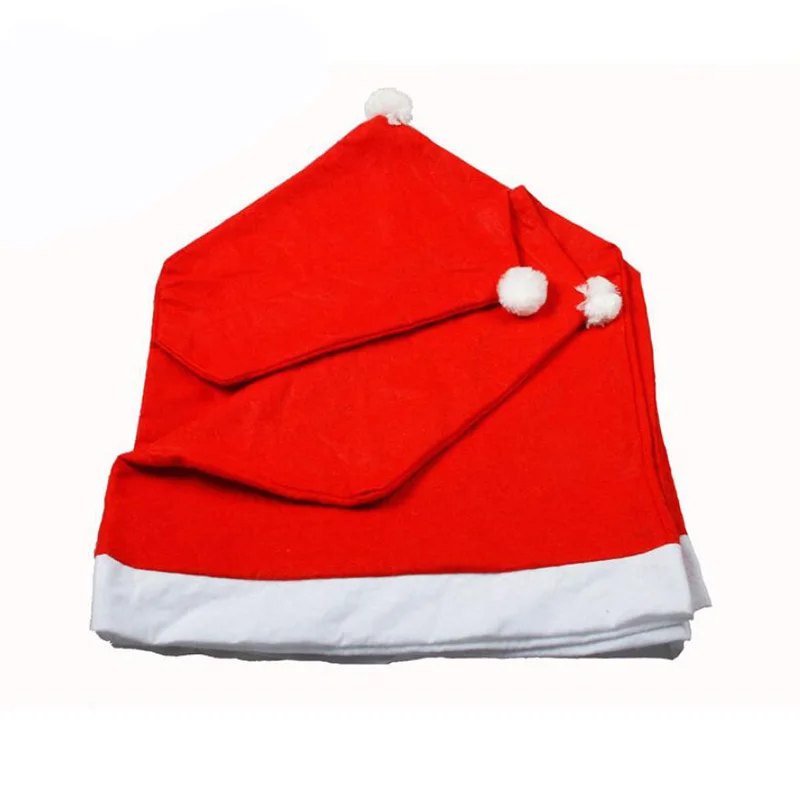 1/2/4/6/8Pc Christmas Chair Cover Cap Non-woven Dinner Table Red Hat Back Navidad Xmas Decoration For Home | Дом и сад