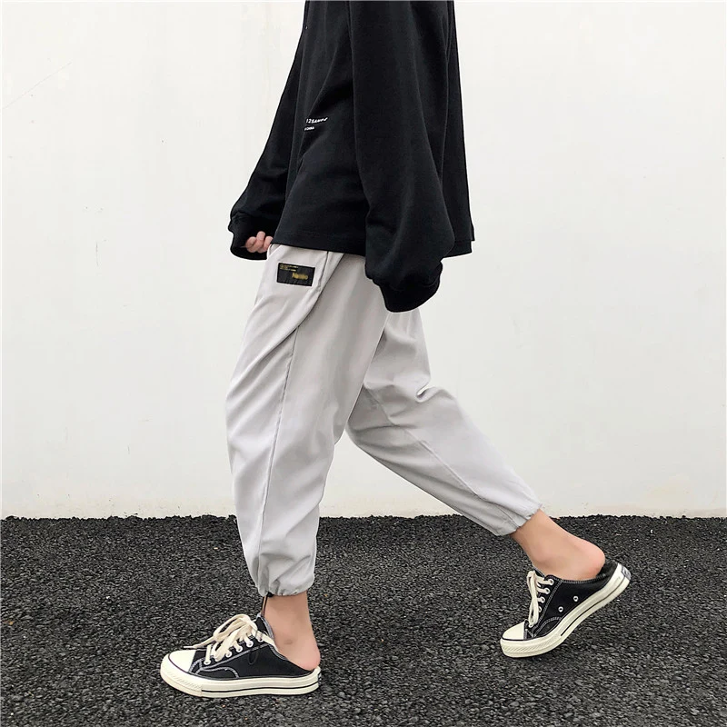 

Летние мужские брюки ins, корейские модные Свободные повседневные брюки длиной до щиколотки, универсальные спортивные модные брендовые легг...