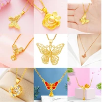 clavicle short chain chic real 24k golden butterfly necklaces for women choker pendant female 2020 fashion friends jewelry gifts