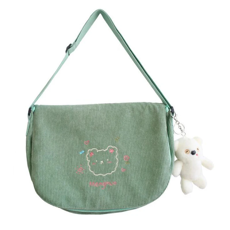 

Korean Preppy Style Cute Girl Inclined Shoulder Bag Japanese Corduroy Student Schoolbag Waterproof Harajuku Bag Fashionable Girl