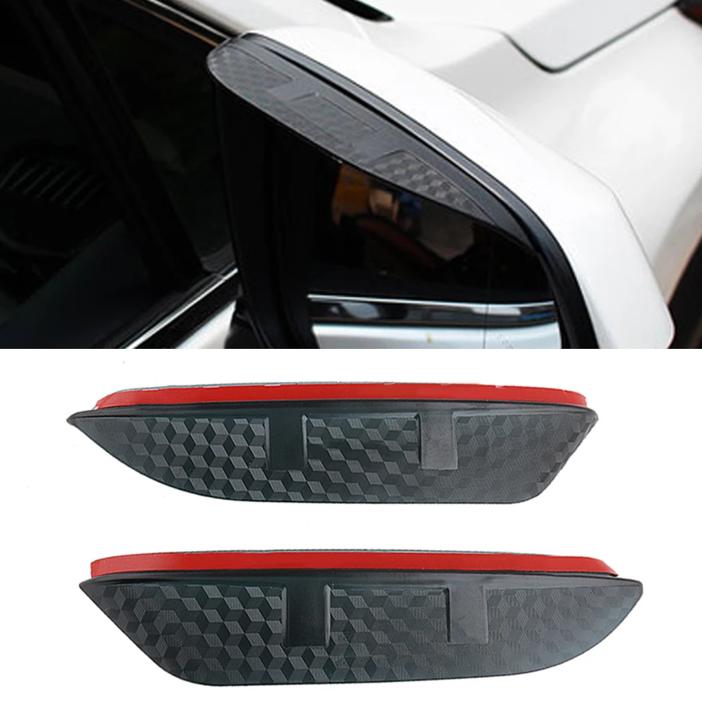 

For Mitsubishi Lancer EX 2006-2019 Car Side Rear View Mirror Rain Visor Carbon Fiber Texture Eyebrow Sun Shade Snow Guard Cover