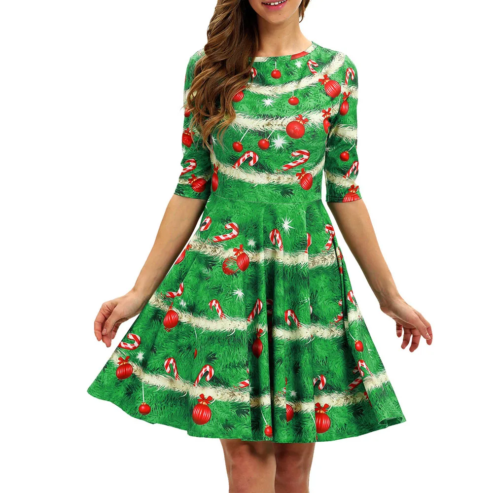 Повседневное рождественское праздничное платье Осенний пуловер с короткими