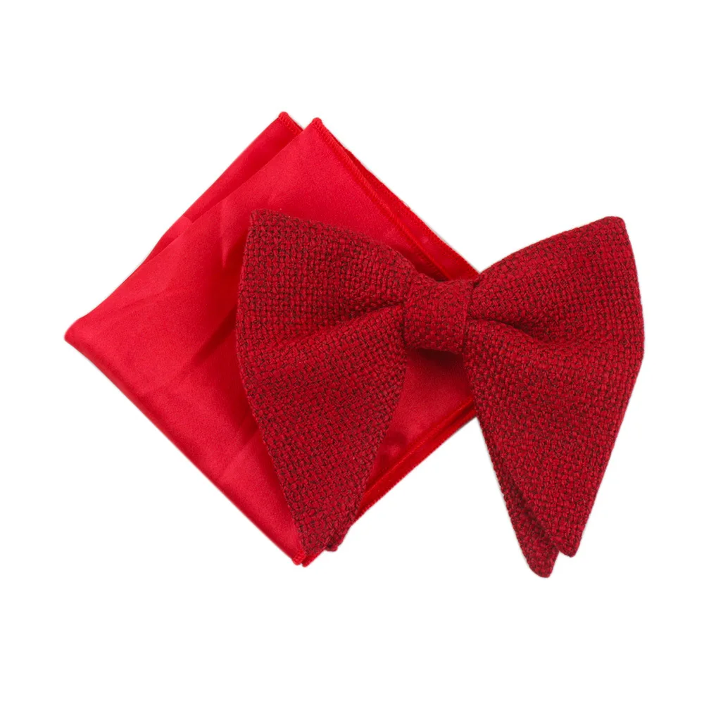 Вязаный Галстук бабочка набор мужские подарки большой бант сплошной цвет