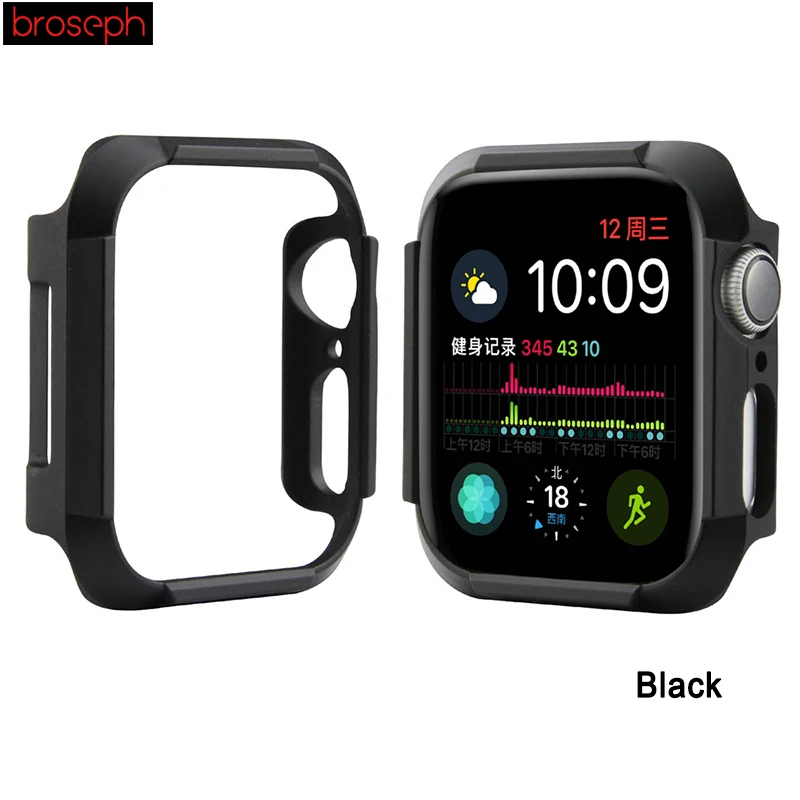 Black Защитная рамка корпуса для iWatch 4 44 мм 40 мм ПК Чехлы для часов для Apple watch Series 4 Обложка Аксессуары для часов - Цвет: Black