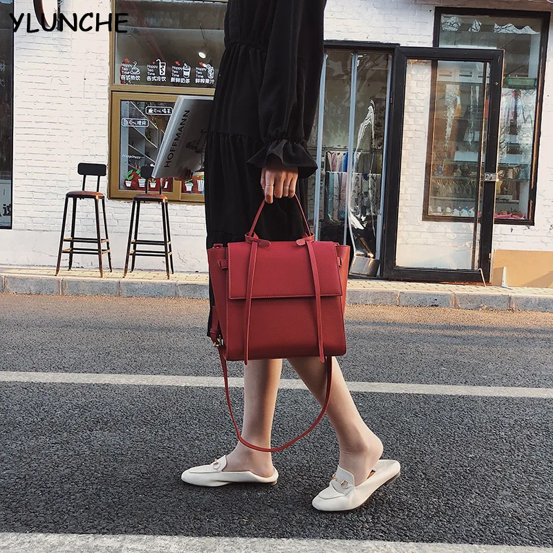 2019 cowhide women s shoulder bag big women leather handbags trapeze shape stylish crossbody bags for women