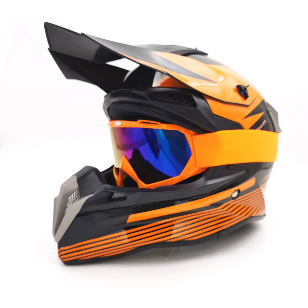 Bright color GLASS Upbike moto rcross ATV Dirt bike горнолыжный шлем capacete da moto cicleta cascos moto rcycle защитные шестерни moto шлем+ очки - Цвет: Bright color GLASS