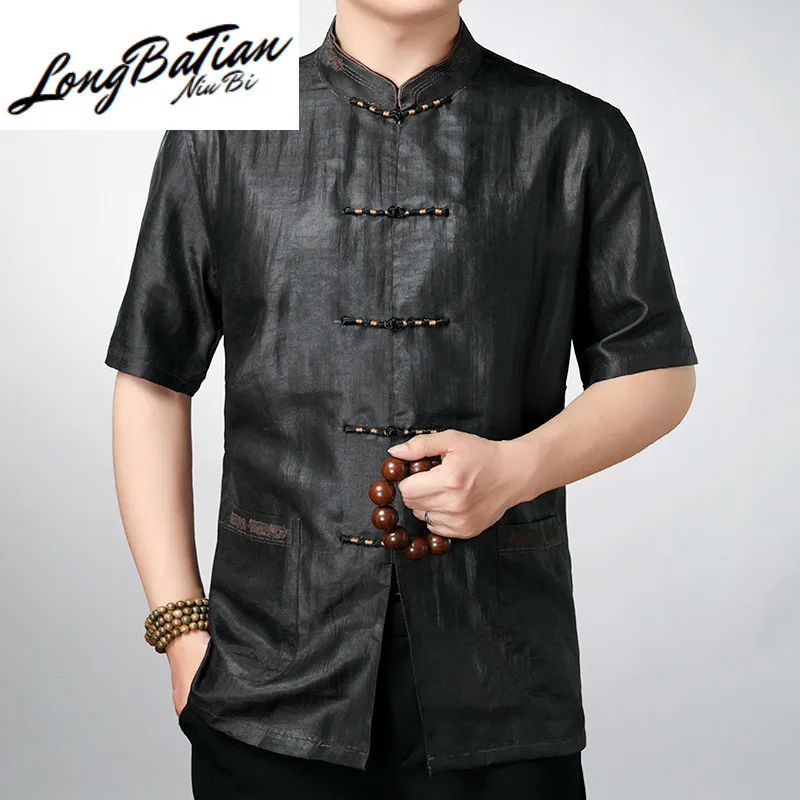 Летняя мужская рубашка из 2020 шелка женская одежда в китайском стиле винтажная
