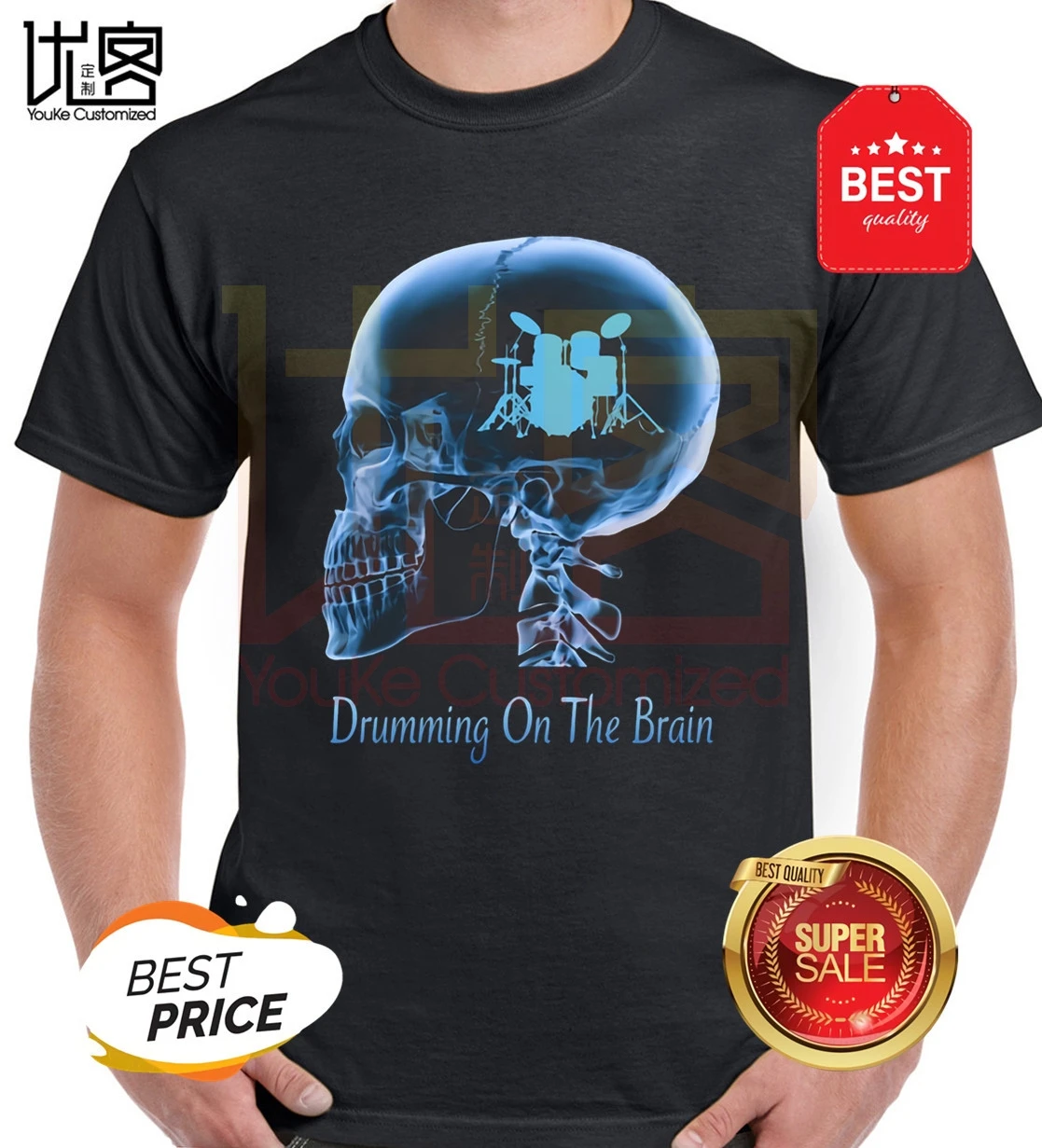 Забавная Мужская футболка с барабаном комплектом барабанщиков тарелками летняя