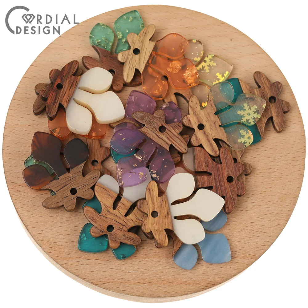 

Cordial Design 50Pcs 23*28MM Earrings Accessories/Charms/Leaf Shape/DIY Making/Natural Wood & Resin/Pendants For Necklace