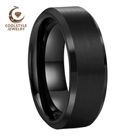 8mm black ring men women tungsten wedding band beveled brushed finish excellent quality comfort fit