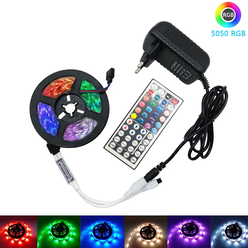 Светодиодная лента 5050 12 В постоянного тока 5 м 10 15 гибкая RGB с ИК пультом