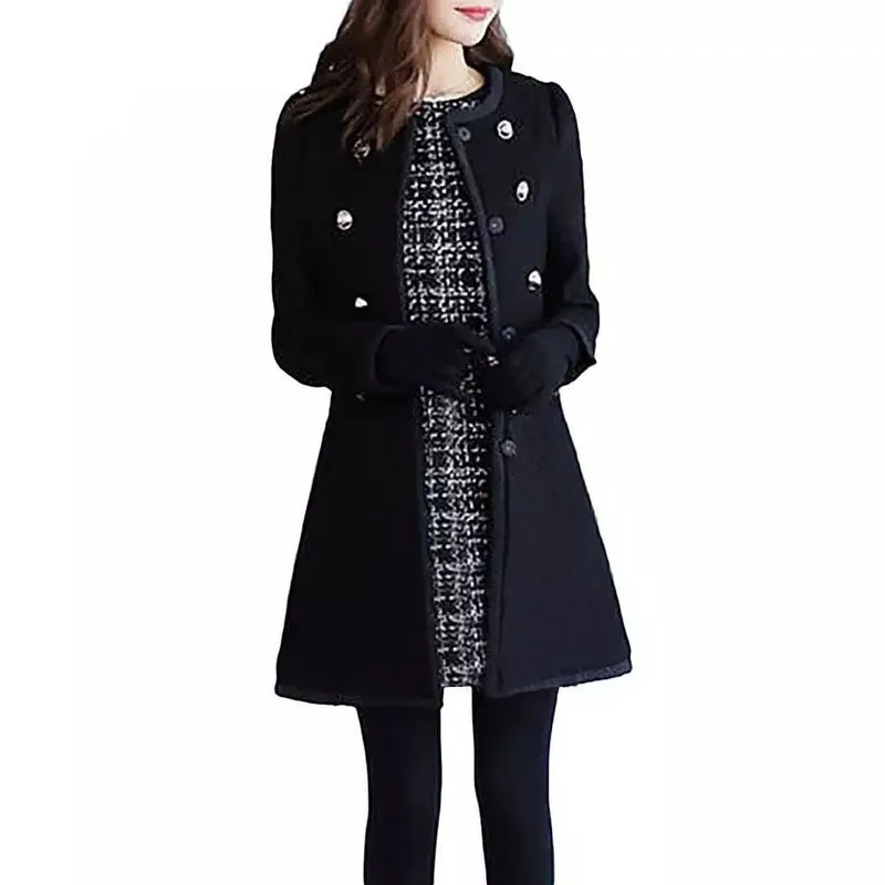 

White Long wool Coat Elegant Fashion Women Winter Warm Outwear Wool Lapel Trench Coat Jacket Detachable Fur Collar Women Coats