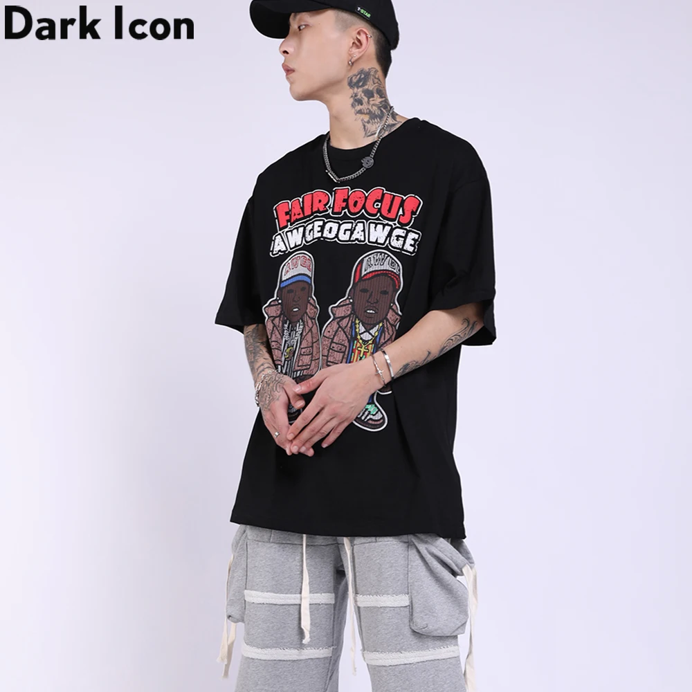 

Dark Icon Printed Hip Hop T-shirt Men Women Summer Oversized Streetwear Men's Tshirts Cotton Tee Shirts