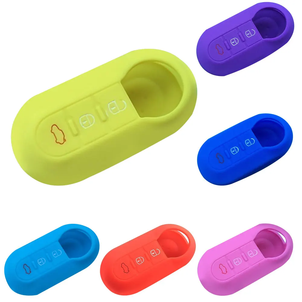 Износостойкий силиконовый флип чехол для Fiat 500 с 3 кнопками и защитой от