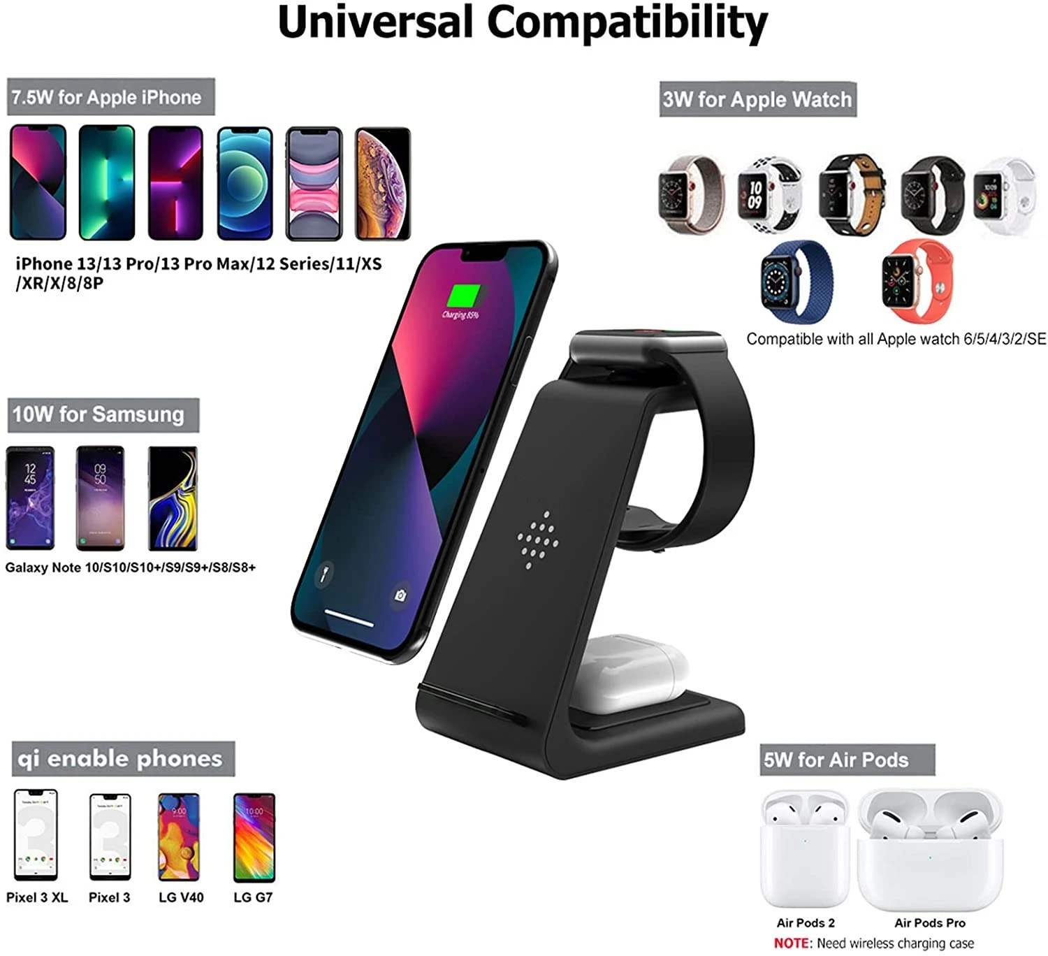 3 in 1 wireless charger stand for iphone 13 12 11 pro max fast charging induction chargers for apple watch airpods samsung watch free global shipping