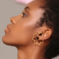 enfashion maple leaf geometric stud earrings for women gold color stainless steel metal earings big ear studs jewelry eb191029