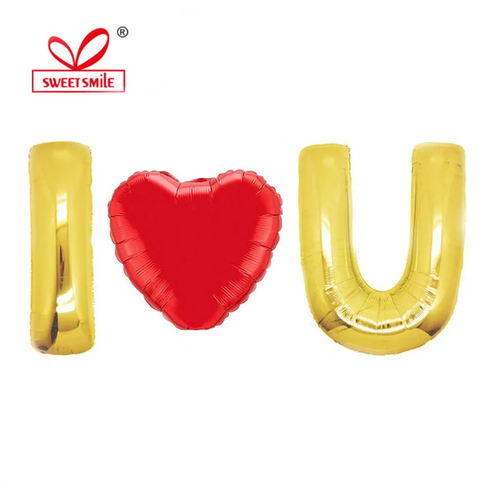 40 дюймов гигантские золотые буквы I U фольга Воздушные шары Декорации с днем