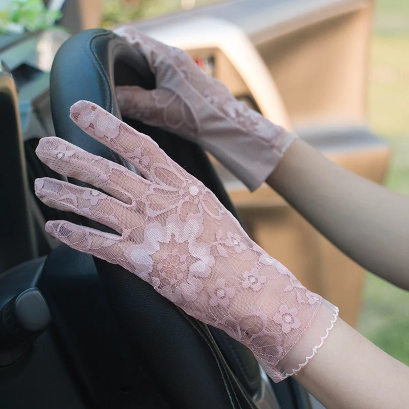 

Summer Sunscreen Gloves Female Lace Thin Driving Anti-UV Touchscreen Non-Slip Women Gloves FS40