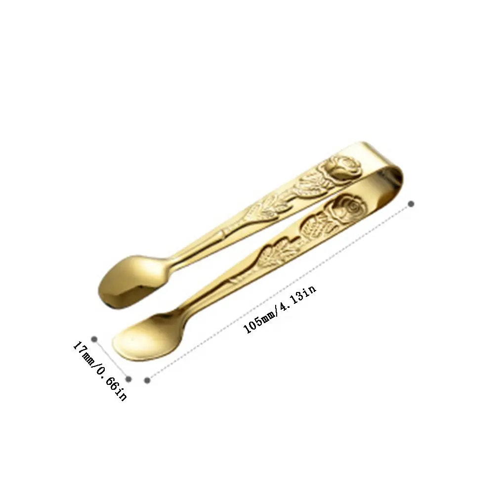 

Stainless Steel Rose Pattern Mini Food Tweezer Food Clip Ice Cube Clamp Dessert Salad Bread Clip Kitchen Barbecue Tool