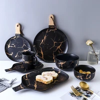 porcelain breakfast plates best gold marble glazes ceramic party tableware set dishes noodle bowl coffee mug cup for decoration