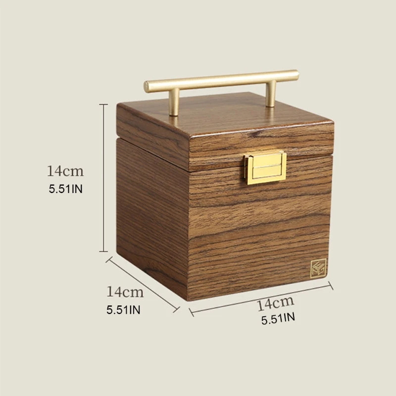 

Large 3-Layer Wooden Jewelry Box Luxurious Velvet Earring Necklace Desktop Cosmetic Storage Box with Portable Handle and