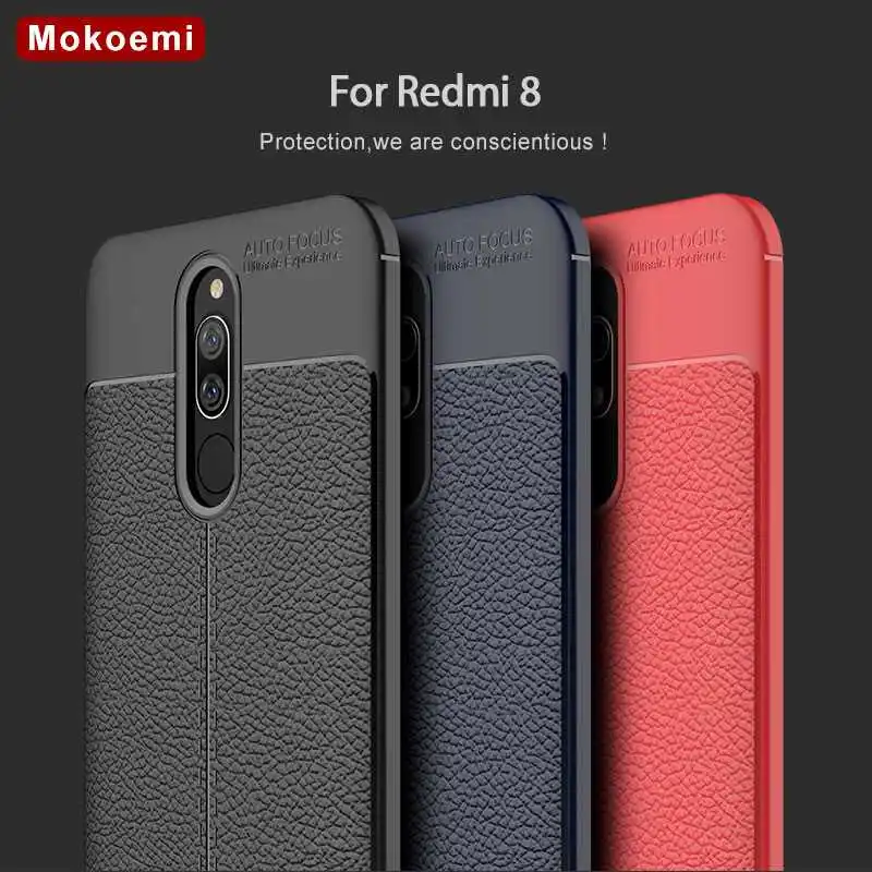 Ударопрочный чехол Mokoemi с личи мягкий 6 2 дюйма для Xiaomi Redmi 8 мобильного телефона |