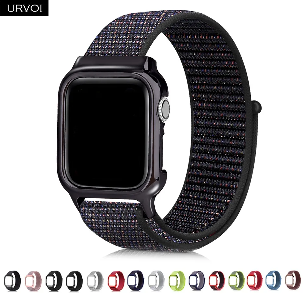 URVOI 2019 спортивный ремешок для apple watch series 54 3 2 1 светоотражающий iwatch с ПК чехол