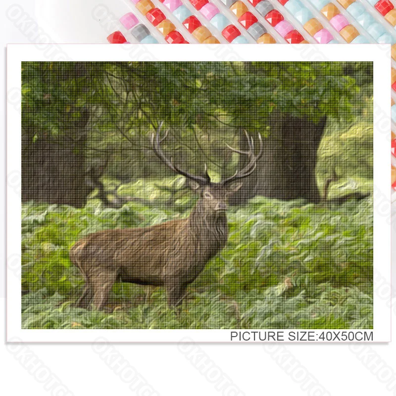 

Diy Diamond Painting Animals Full Diamond Red Deer Pattern Home Decoration Handmade Wall Painting Bedroom Bedside Painting