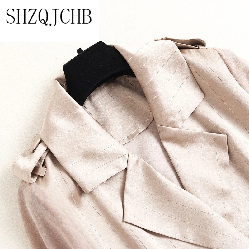 

Designer Fashion Autumn Trench Coat for Women 2021 New Elegant Long Sleeve Turn Down Collar Office Lady Coat Outerwear