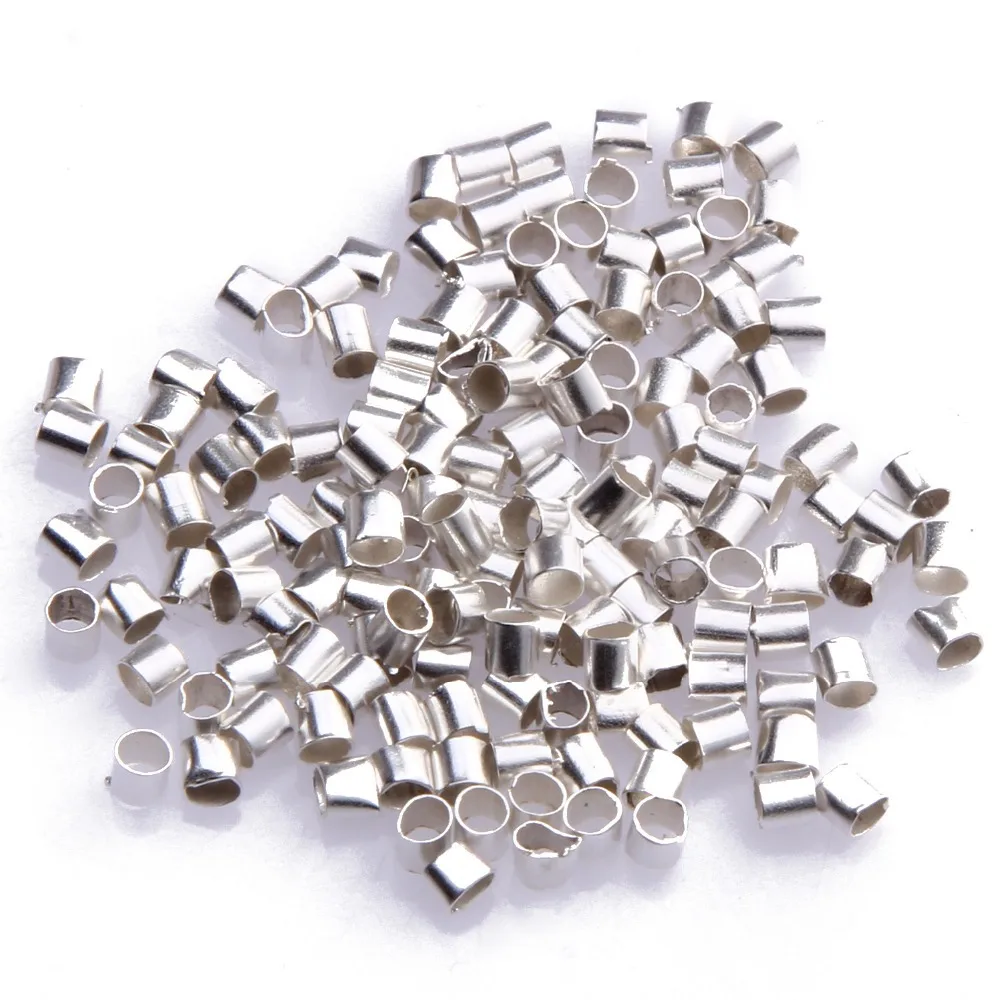 Обжимные концевые бусины для ювелирных изделий серебристые обжимные 2 мм 500/1000
