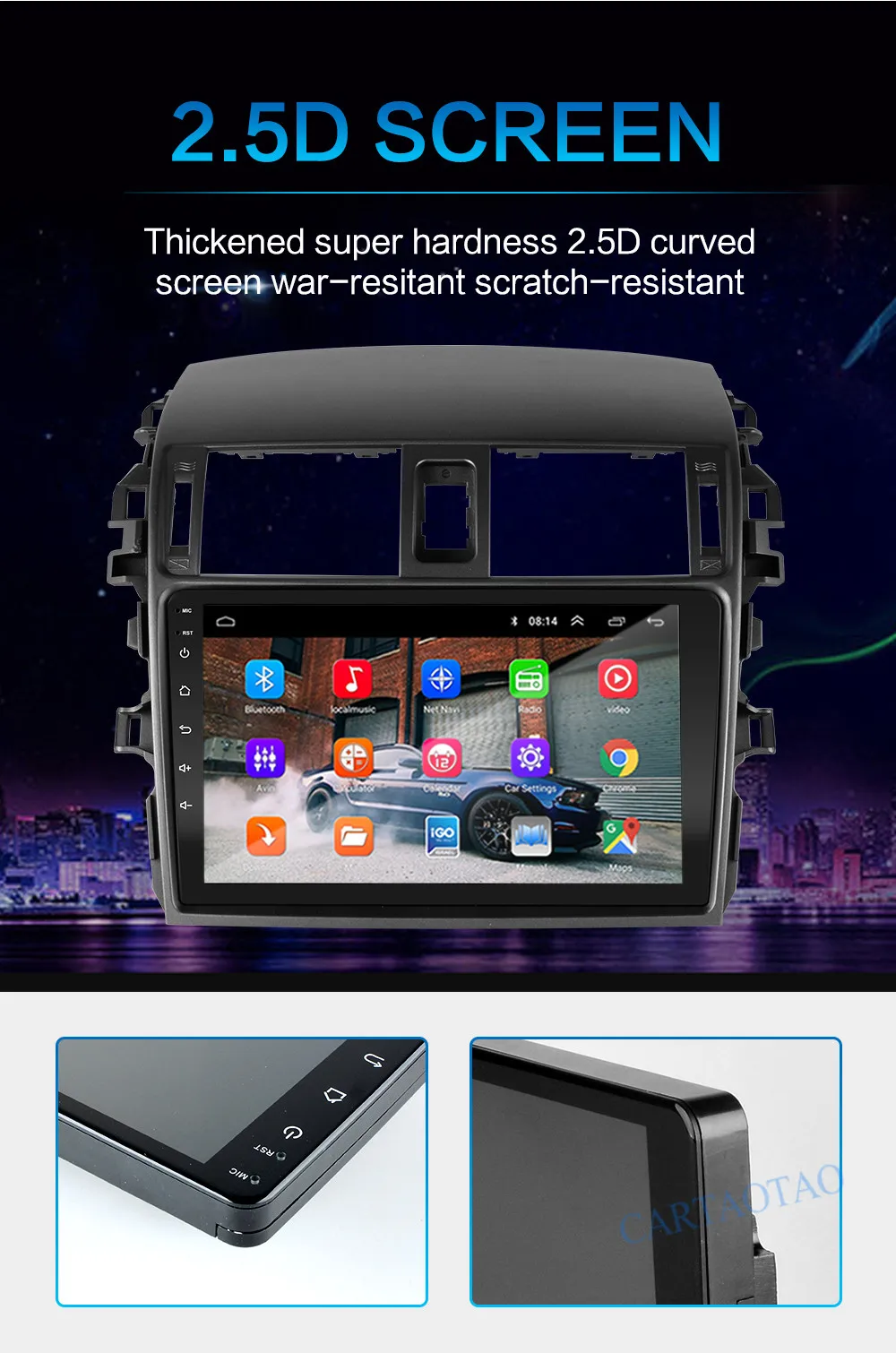 2G+ 32 2.5D 2Din Android 8,1 GO Автомобильный мультимедийный dvd-плеер gps для Защитные чехлы для сидений, сшитые специально для Toyota Corolla E140/150 2006 2007 2008-2013 navigatio Wi-Fi, BT