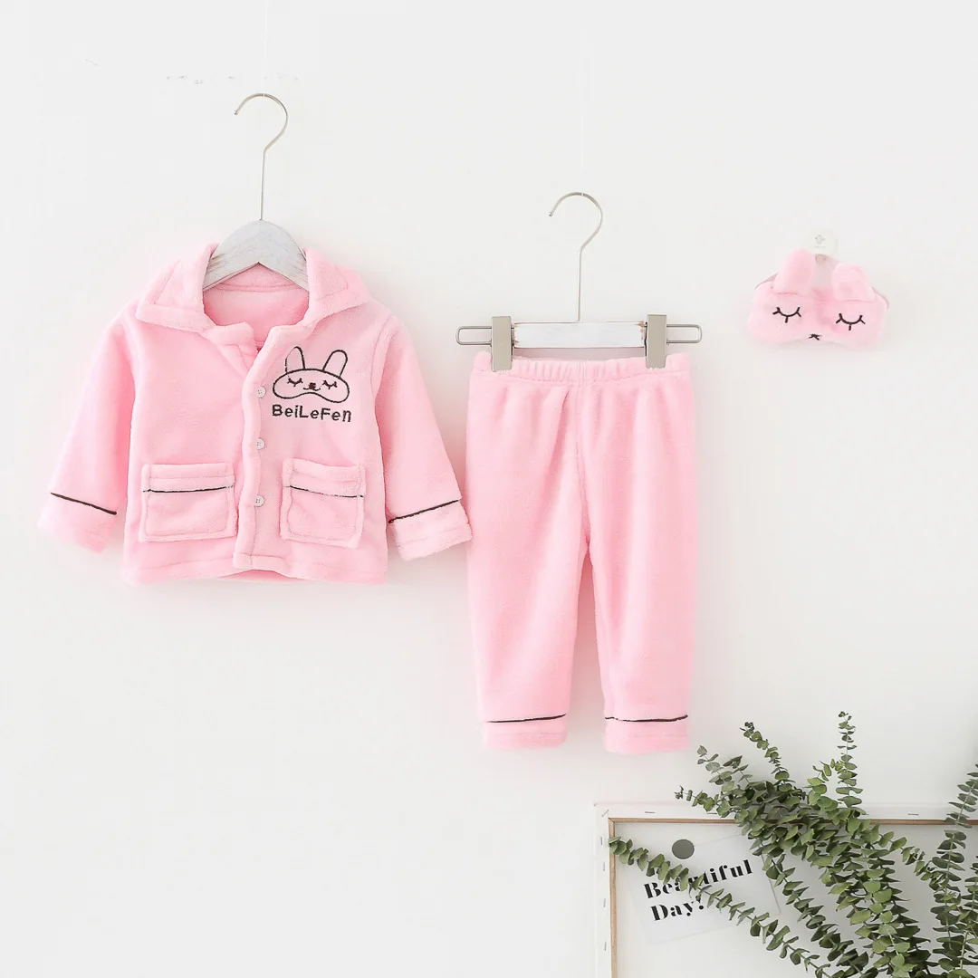 

2019 New Children's Sleepwear for Boys Girls Cartoon Pajamas Flannel Kids Warm Casual Pijamas Set Animal Winter Pyjamas Sets