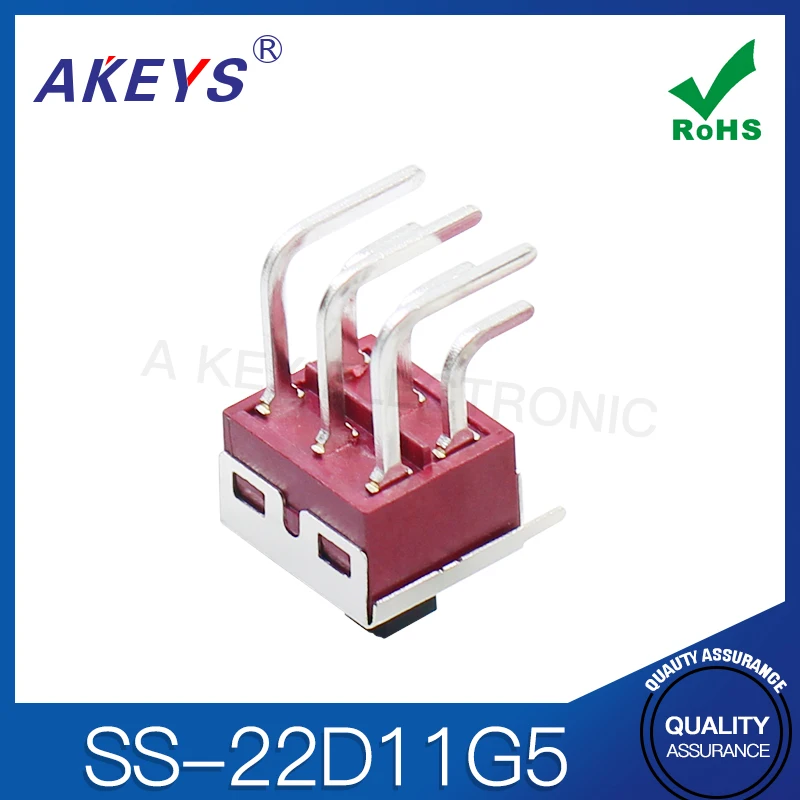 SS-22D11G5 (2P2T) 2-й переключатель передач 11*13.5 двухрядный 6-контактный изогнутый нож 90