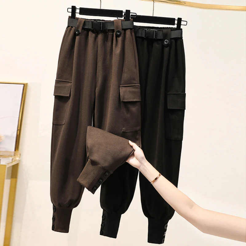 

Fall Winter Fashion Baggy Plus Size Pants flare Women High Waist Loungewear Loose Pants Pantalon oversized Pants BE50KZ