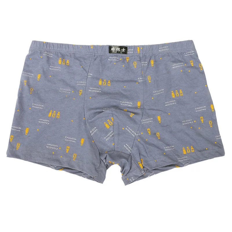 5PCS/Lot 100% cotton printed men's underwear boxers boxer youth PIUS size loose breathable men's Bottoms Comfort boxer shorts