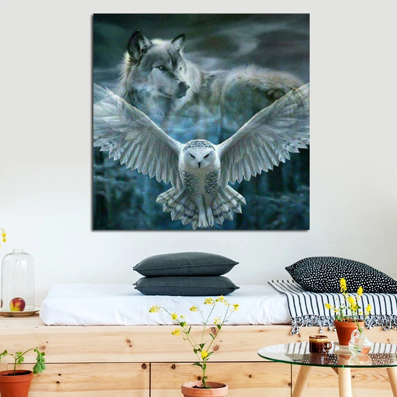 Алмазная 5D мозаика снежная сова и волк|painting cross stitch|diamond painting stitchdiamond mosaic |