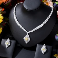 siscathy exquisite luxury cubic zircon necklace earrings jewelry set for women fashion crystal party celebration fine accessory