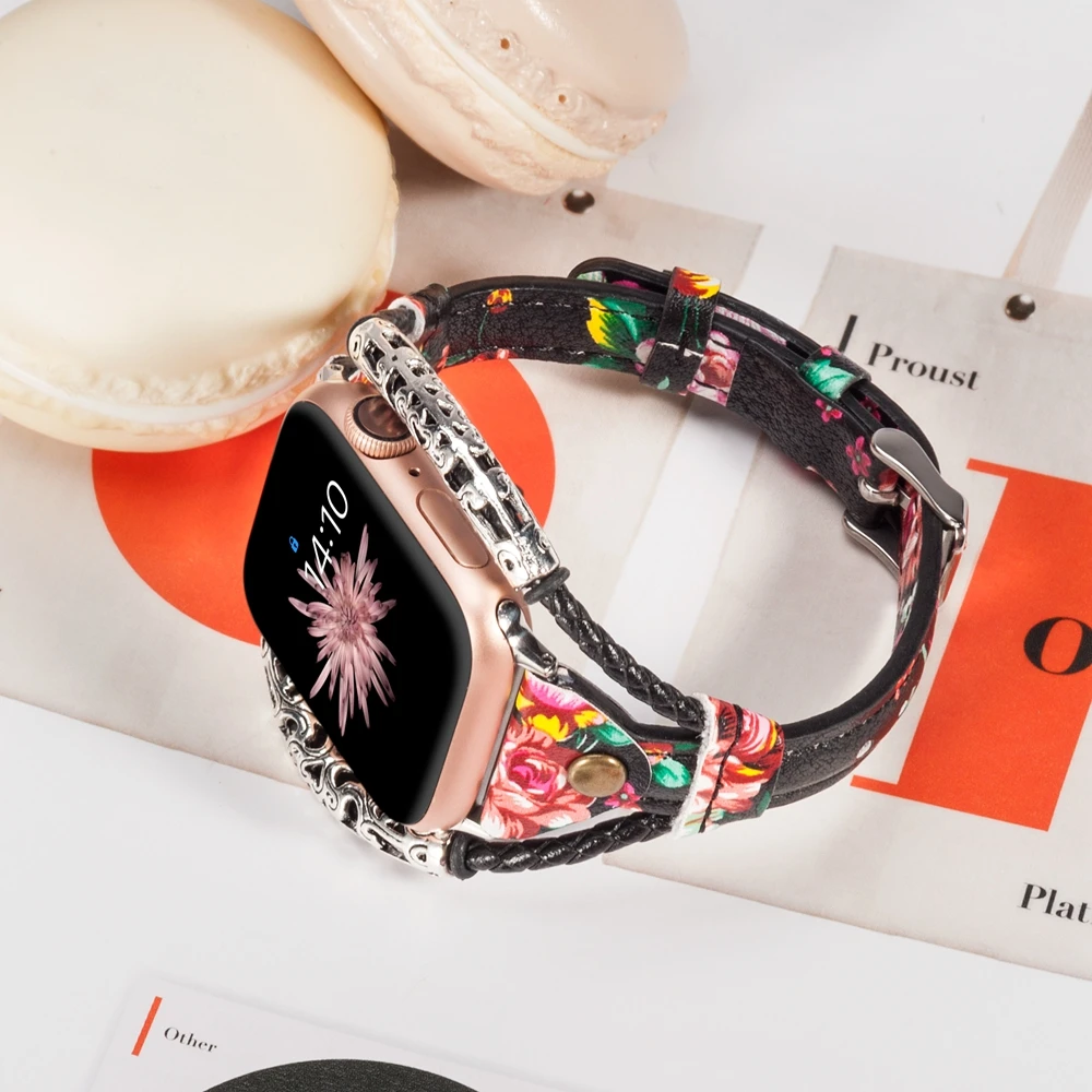 Винтажный кожаный ремешок для Apple Watch Band женский твист полоса ремешок заклепки с металлической веревкой браслет нарядный стильный iwatch серия