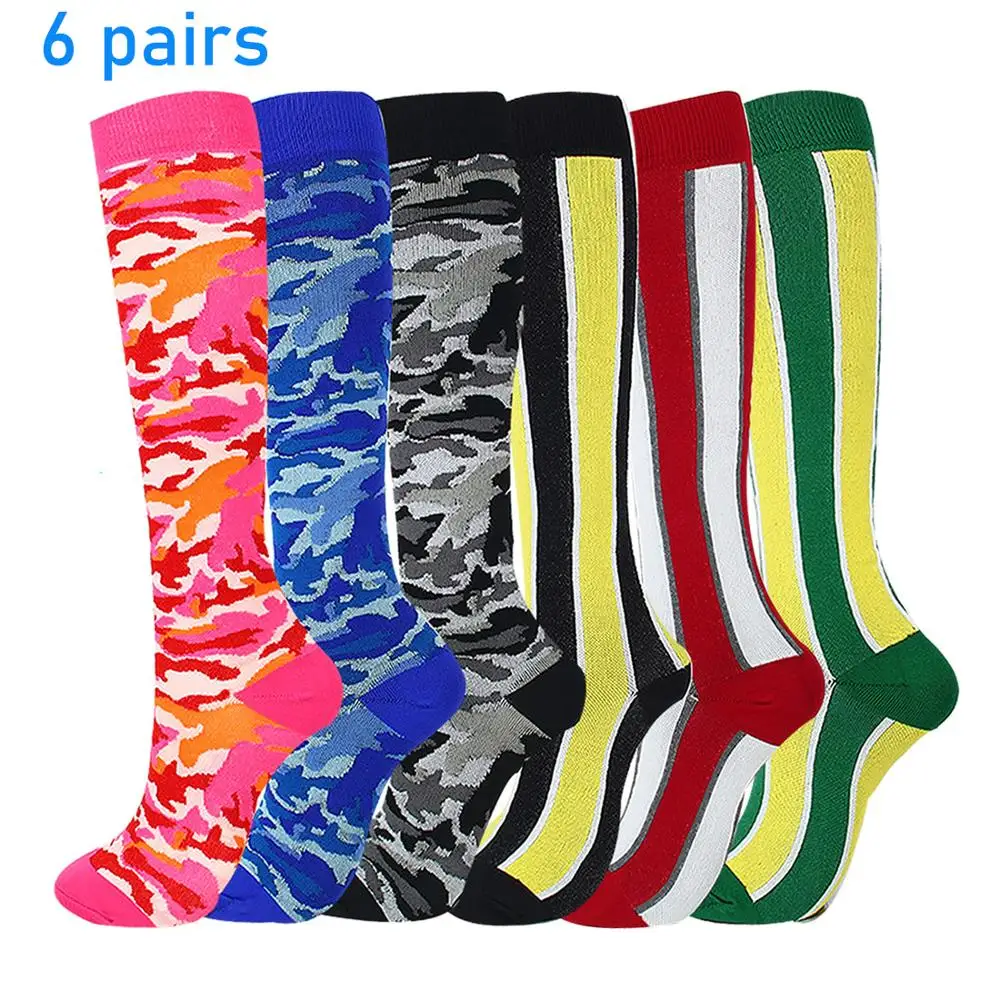 Calcetines de Ciclismo para Hombre y mujer, calcetín de compresión para deportes al aire libre, senderismo, paquete de 6 pares
