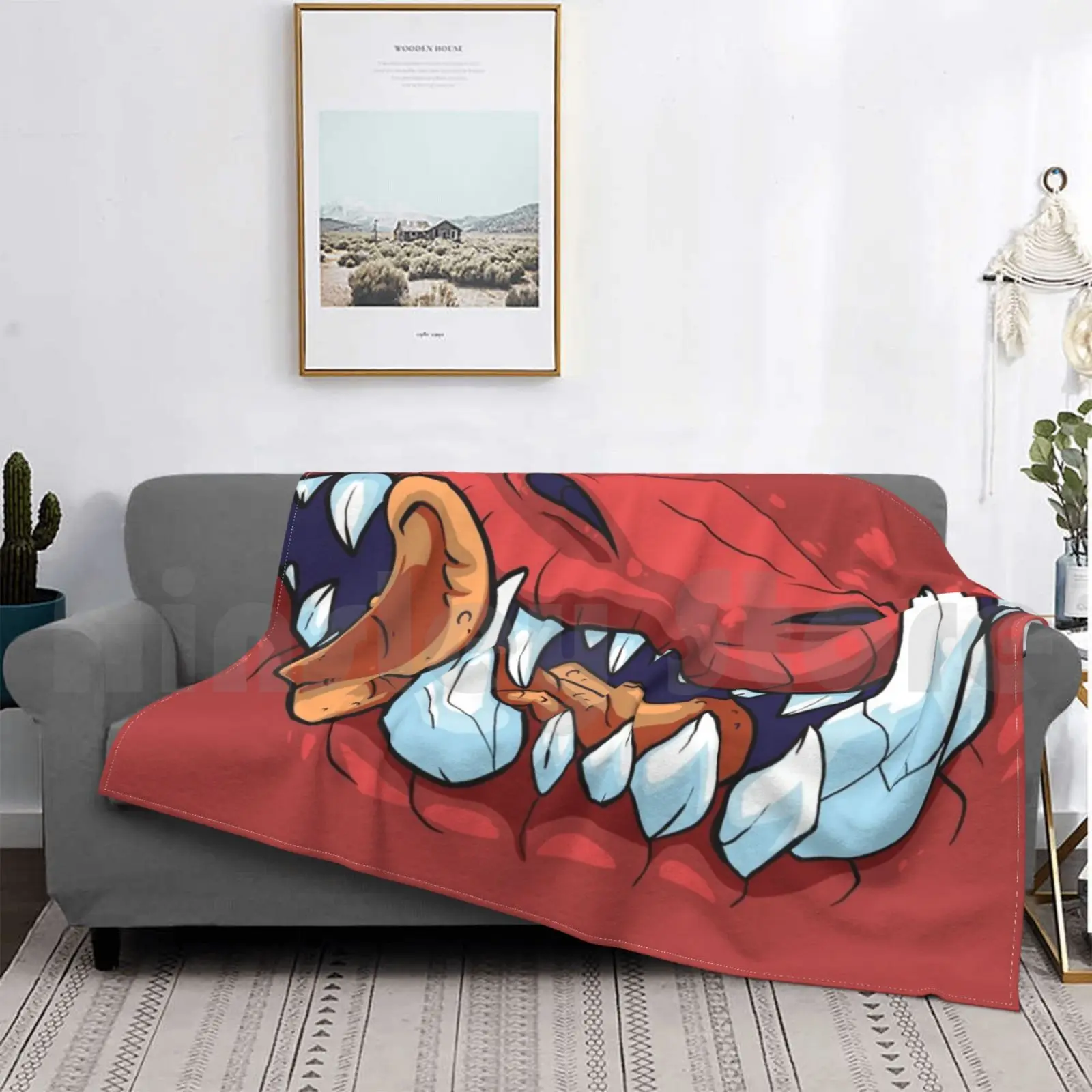 

Big Red Mouth Blanket Fashion Custom Red Big Tooth Theeth Slurp Vore Face Gonna Eat You