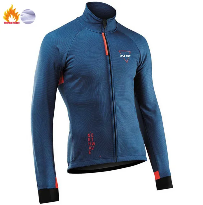 NW North Wave Ciclismo Джерси Pro зимнее Велосипедное снаряжение теплый шерстяной костюм с длинным рукавом набор велосипедных костюмов набор для езды на велосипеде - Цвет: Fleece long sleeve
