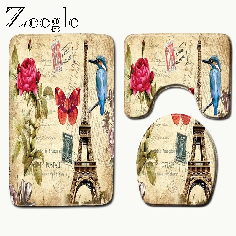 Zeegle коврик для ванной и душа с рисунком природного пейзажа крышка туалета