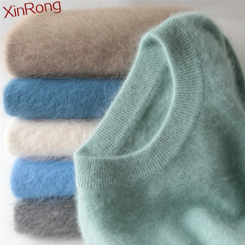

Men's thick sweater mink cashmere pullover tail winter male casual round neck warmth self-cultivation new knitted plush pullover