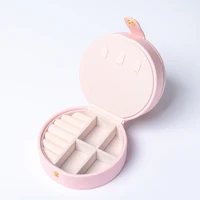 oval makeup mirror storage box ladies gift pu leather travel jewelry storage box five color small cute lovely exquisite