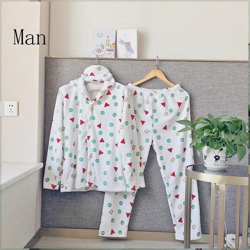 Фланелевые пижамы с героями мультфильмов женские зимние пара геометрических