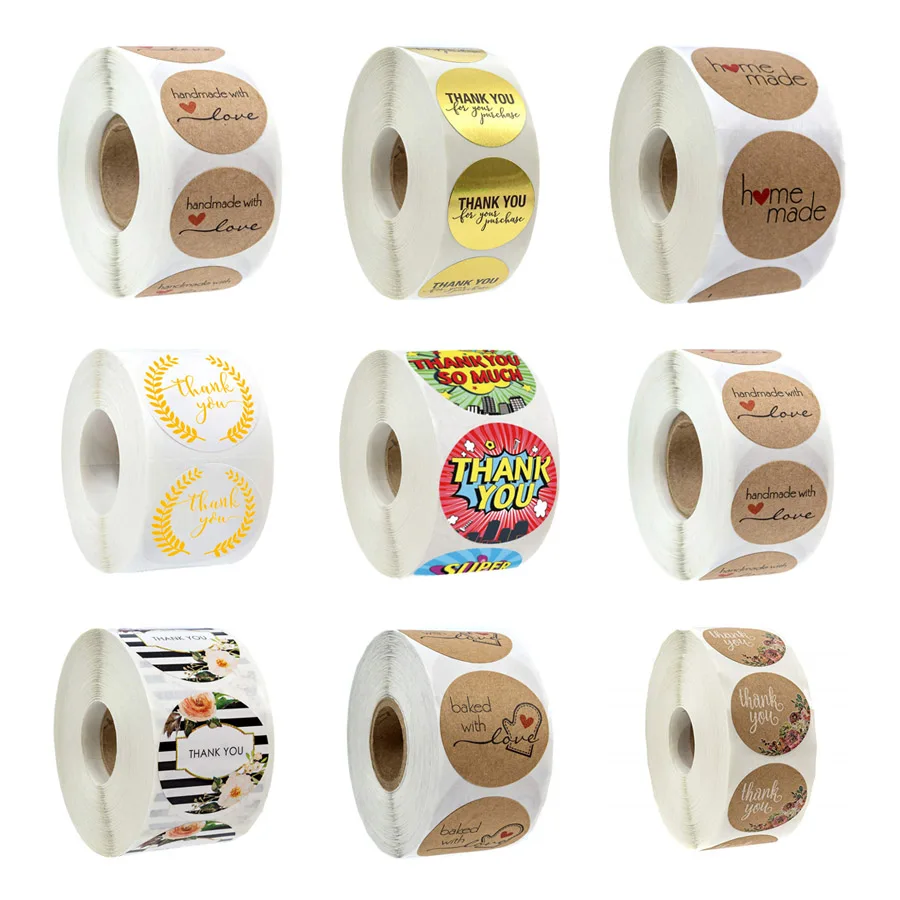 Фото - 500Pcs/Roll Sealing Label Stickers Thank you Adhesive Stickers Kraft Baking Paper Stickers For Gifts Craft Handmade Stationery 500pcs roll 1 5inch rainbow laser you have got great taste stickers business decorative stickers label handmade sealing label