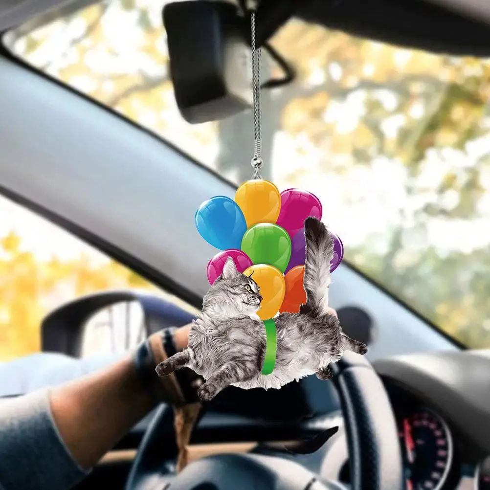 

2 Pcs Cat Dog Pony Car Hanging Ornament with Colorful Balloon 3D Car Hanging Ornament Car Interior Decor AccessoriesFORBMWE46